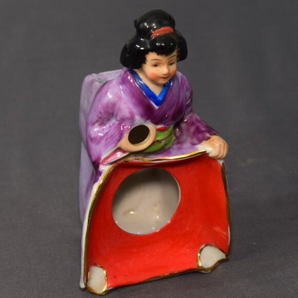 Vintage Betson Geisha Ashtray Cigarette Match Holder Kutani Ceramic Porcelain - Picture 11 of 11